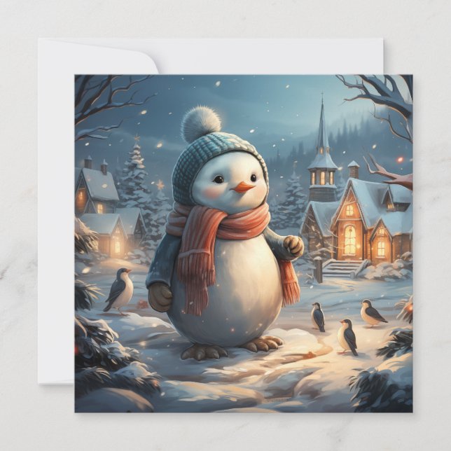 Cuta tarjeta plana de escenas de invierno (Anverso)