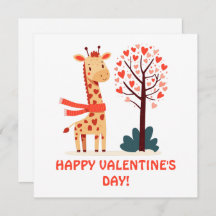 Cuta y caprichosa San Valentín Girafa con el árbol