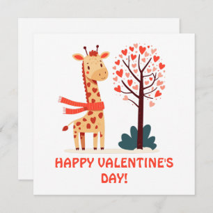 Cuta y caprichosa San Valentín Girafa con el árbol