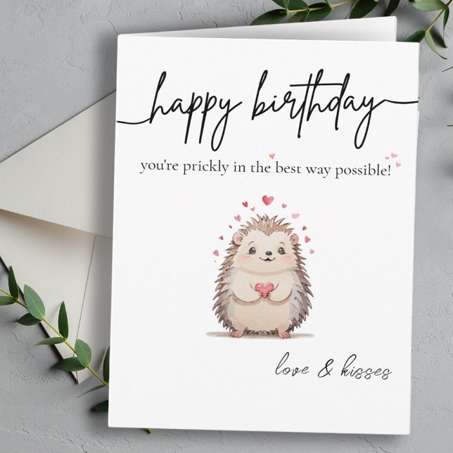 Cuta y simple acuarela Tarjeta de cumpleaños de ed (Cute & Simple Watercolor Hedgehog Birthday Card )