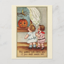 Cute 1916 Niños | Postal de Halloween de época