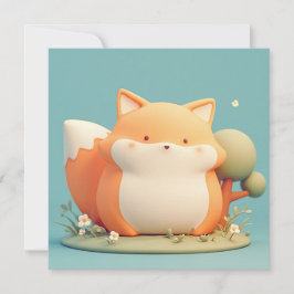 Cute 3D Clay Red Fox in Forest Meadow Postcard