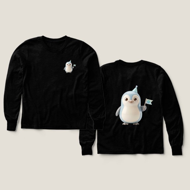 Cute 3D Penguin Design for Penguin Lovers (Diseño frontal y trasero)
