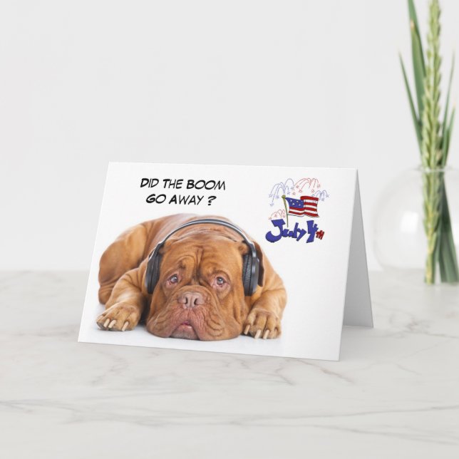 Cute 4 de julio perro tarjeta de vacaciones doblad (Anverso)