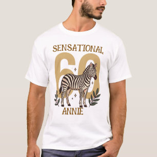 Cute 60 y fabulosa camiseta de cumpleaños de cebra