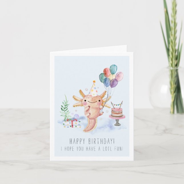 Cute acuarela Axolotl Tarjeta de cumpleaños (Anverso)