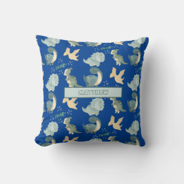 Cute acuarela Azul Cojín decorativo de patrón de d