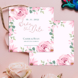 Cute acuarela Boda floral rosa Guardar la fecha