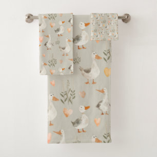 Cute acuarela Geese - Set de toallas