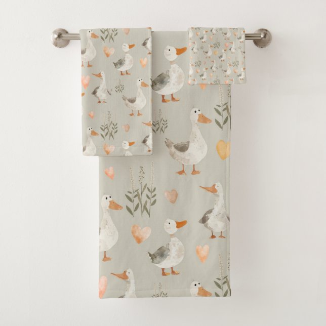 Cute acuarela Geese - Set de toallas (In situ)