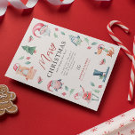 Cute acuarela invierno Feliz Navidad<br><div class="desc">Tarjeta de vacaciones de color de agua para Navidades de clase. El diseño presenta bonitas imágenes festivas de acuarela enmarcando una elegante plantilla de Feliz Navidad que es fácil de personalizar con sus propios saludos de temporada.</div>