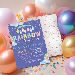 Cute acuarela Rainbow Birday Party Invitación