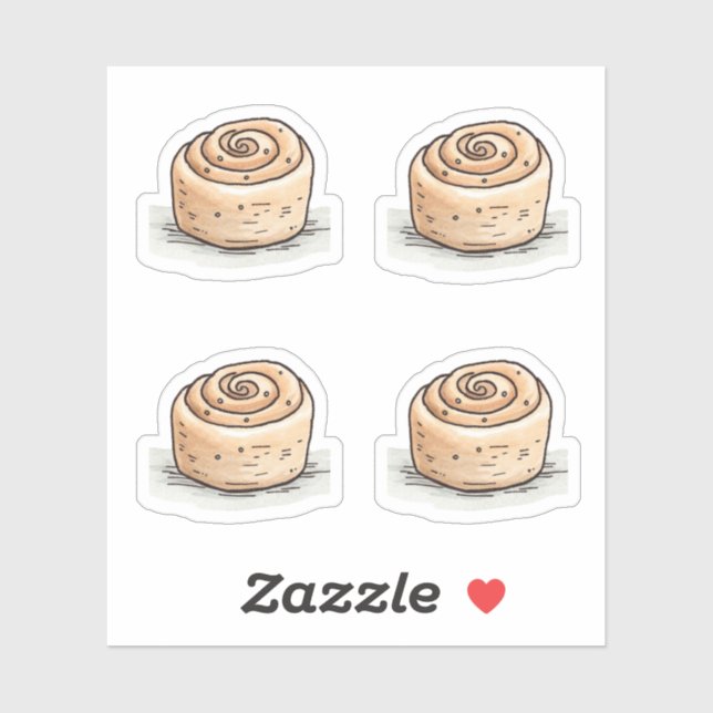 Cute acuarela Rollo de canela - Pegatina de vinilo (Hoja)