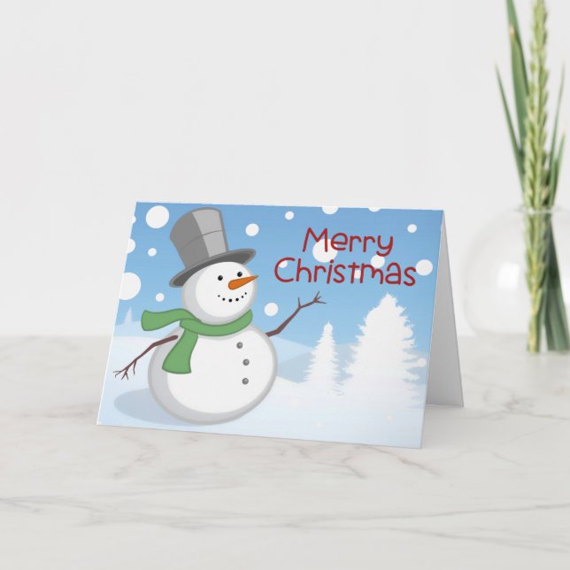 Cute acuarela Snowman Feliz Navidad Hol plegado (Anverso)