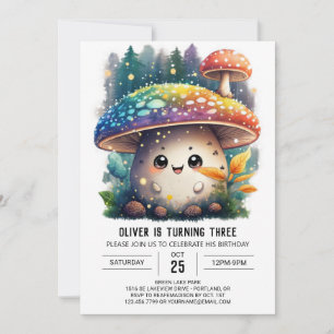 Cute acuarela Toadstool Invitación de cumpleaños
