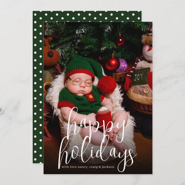 Cute Adorable Happy Holidays Navidad Card (Anverso / Reverso)