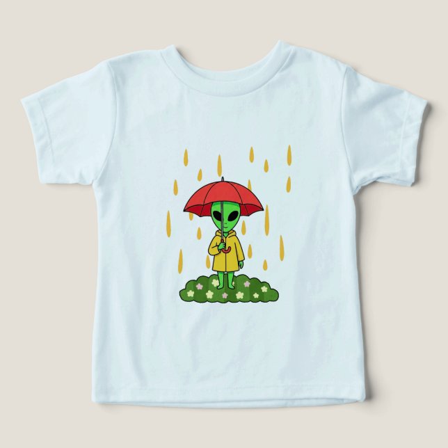 Cute Alien With Umbrella Kawaii Space Character (Diseño delantero )