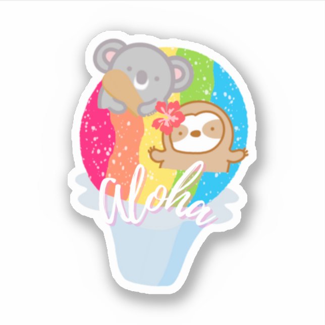 Cute Aloha Rainbow Shave Ice Pegatina (Anverso)