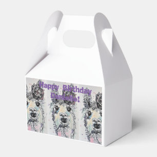 Cute Alpacca Llama Chicas Caja de Favor de Pastel