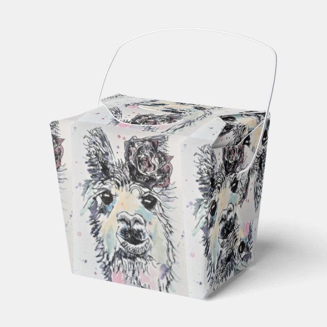 Cute Alpacca Llama Chicas Caja de Favor de Pastel  (Front Side)