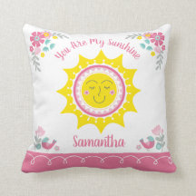 Cute Amarillo Rosa Personalizado Bebé Cojín