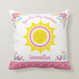 Cute Amarillo Rosa Personalizado Bebé Cojín