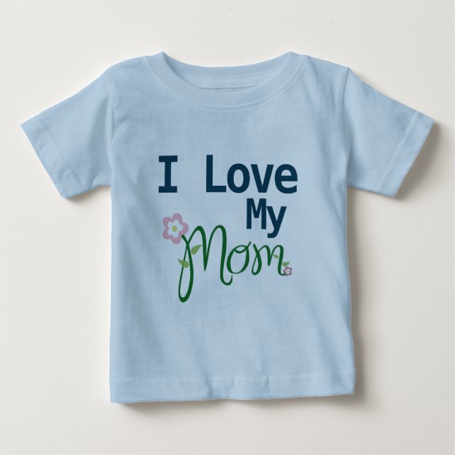 Cute, amo a mi mamá, bebé, camiseta azul (Anverso)