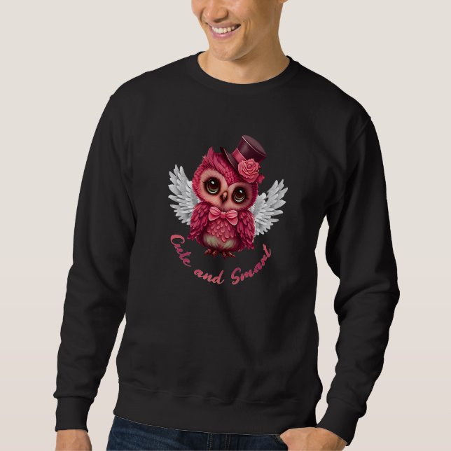 Cute and Smart Pink Owl Angel in a Top Hat and Bow (Anverso)