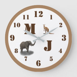Cute Animales Monogramado Reloj de pared acrílico