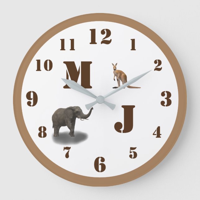 Cute Animales Monogramado Reloj de pared acrílico (Anverso)