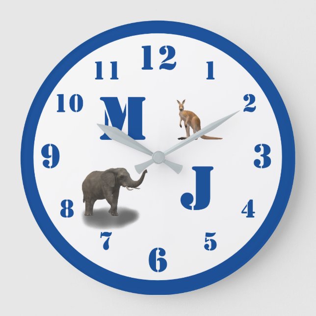 Cute Animales Monogramado Reloj de pared acrílico (Anverso)