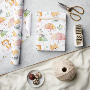 Cute Animales regalo de bebé Papel de envolver