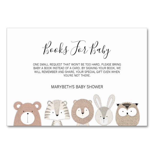 Cute Animals Baby Shower Trae Una Tarjeta De Solic (Anverso)