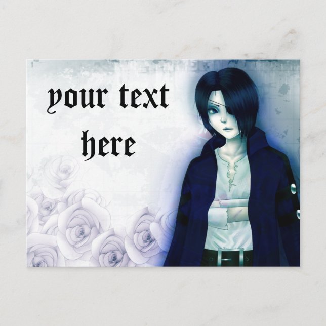 Cute anime emo boy postal card (Anverso)