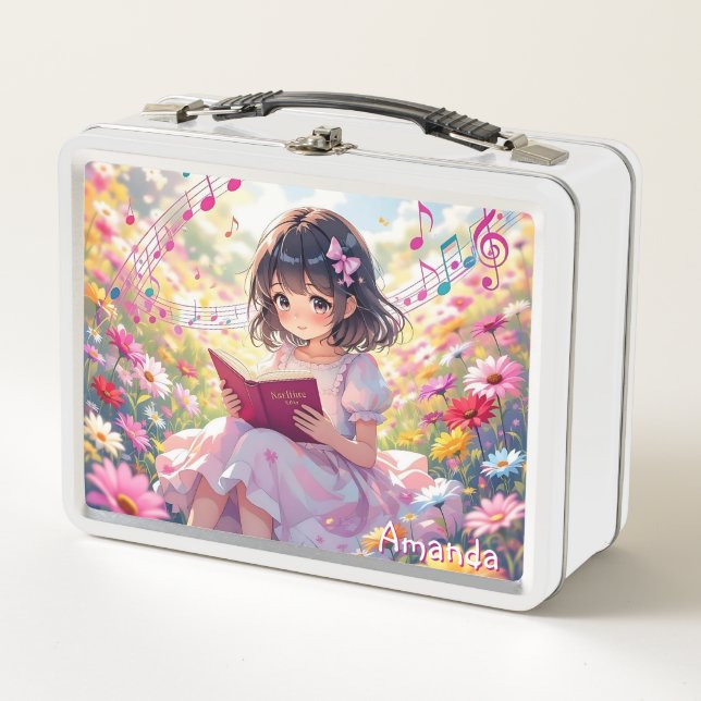 Cute Anime Girl Reading a Book Personalized (Anverso)