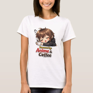 Cute Anime y Gráfica de Café Camiseta para Mujeres