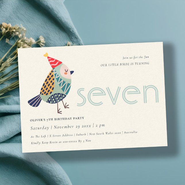 Cute Aqua Blue Birdie Cualquier Invitación de Cump (Subido por el creador)