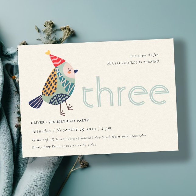 Cute Aqua Blue Birdie Cualquier Invitación de terc (Subido por el creador)