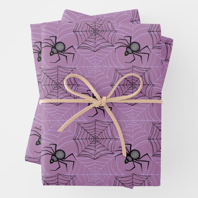Cute Araña Rosa Halloween Envoltura de papel de 3 (In situ)
