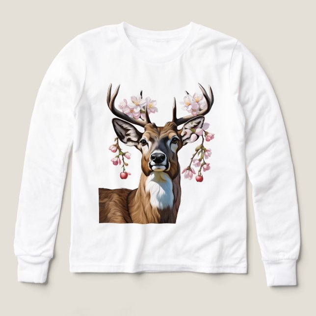 Cute Arkansas Deer With Apple Blossom (Diseño frontal)