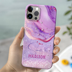 Cute arte de mármol morado con brillo monograma
