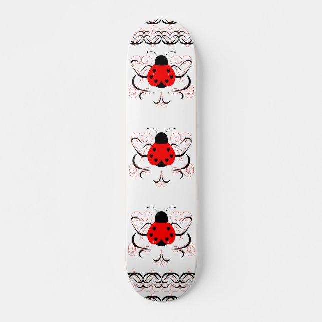 Cute Artsy Heart Ladybug Skateboard Decks (Anverso )