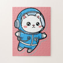 Cute Astronaut Cat Custom Photo Jigsaw Puzzle
