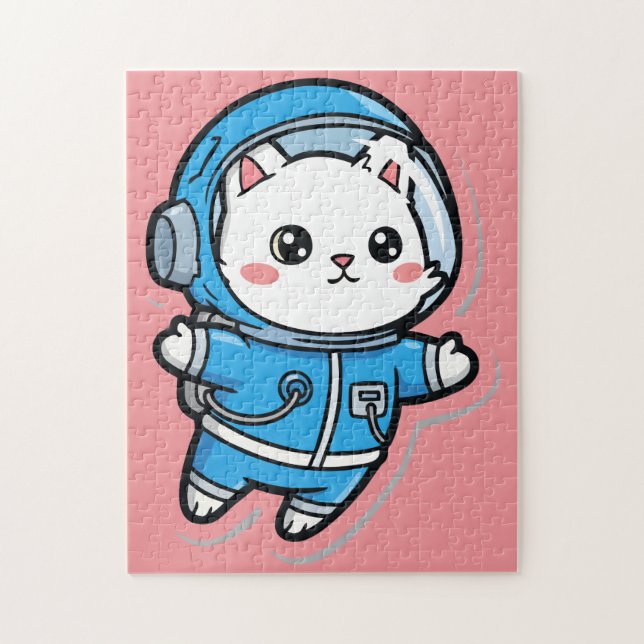 Cute Astronaut Cat Custom Photo Jigsaw Puzzle (Vertical)