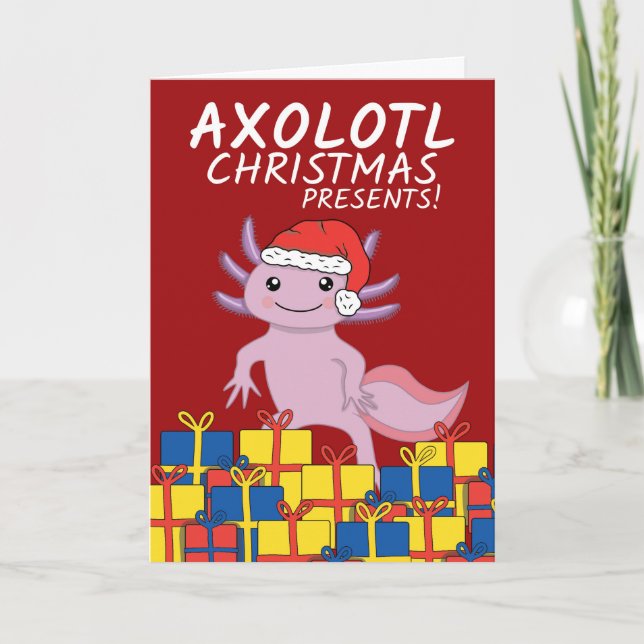 Cute Axolotl Christmas Presenta tarjeta de vacacio (Anverso)