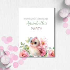 Cute Baby Bird Birday Party Gracias Cartas