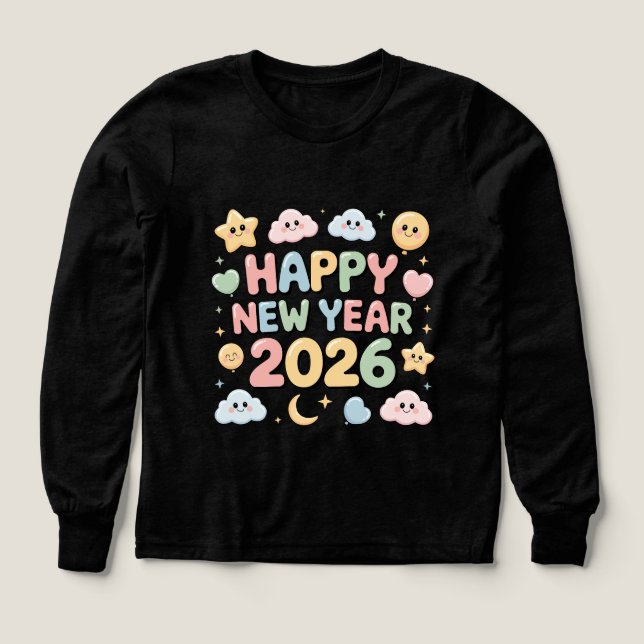 Cute Baby Cartoon New Year 2026 Illustration (Diseño frontal)