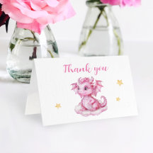 Cute Baby Dragon plegado Tarjeta de agradecimiento