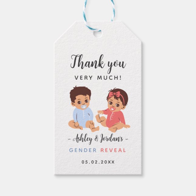 Cute Baby Gender Revelar Gracias Etiqueta (Anverso)