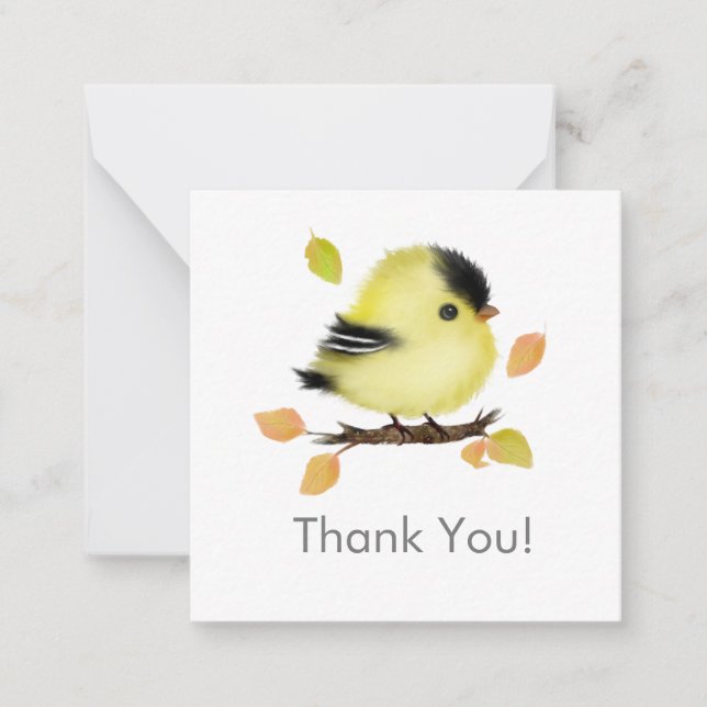 Cute Baby Goldfinch Bird Gracias Tarjeta de Nota (Anverso)